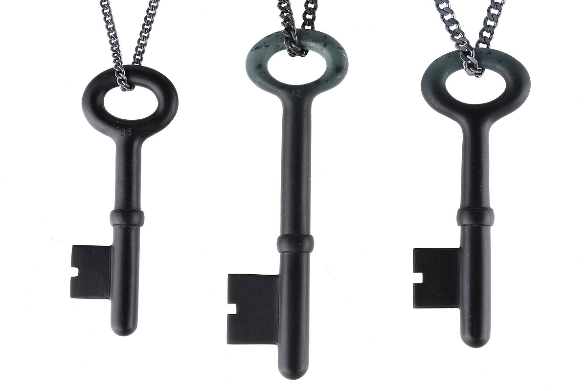 Joe Sheehan, Black Australian Jade Key Pendants, 76-78